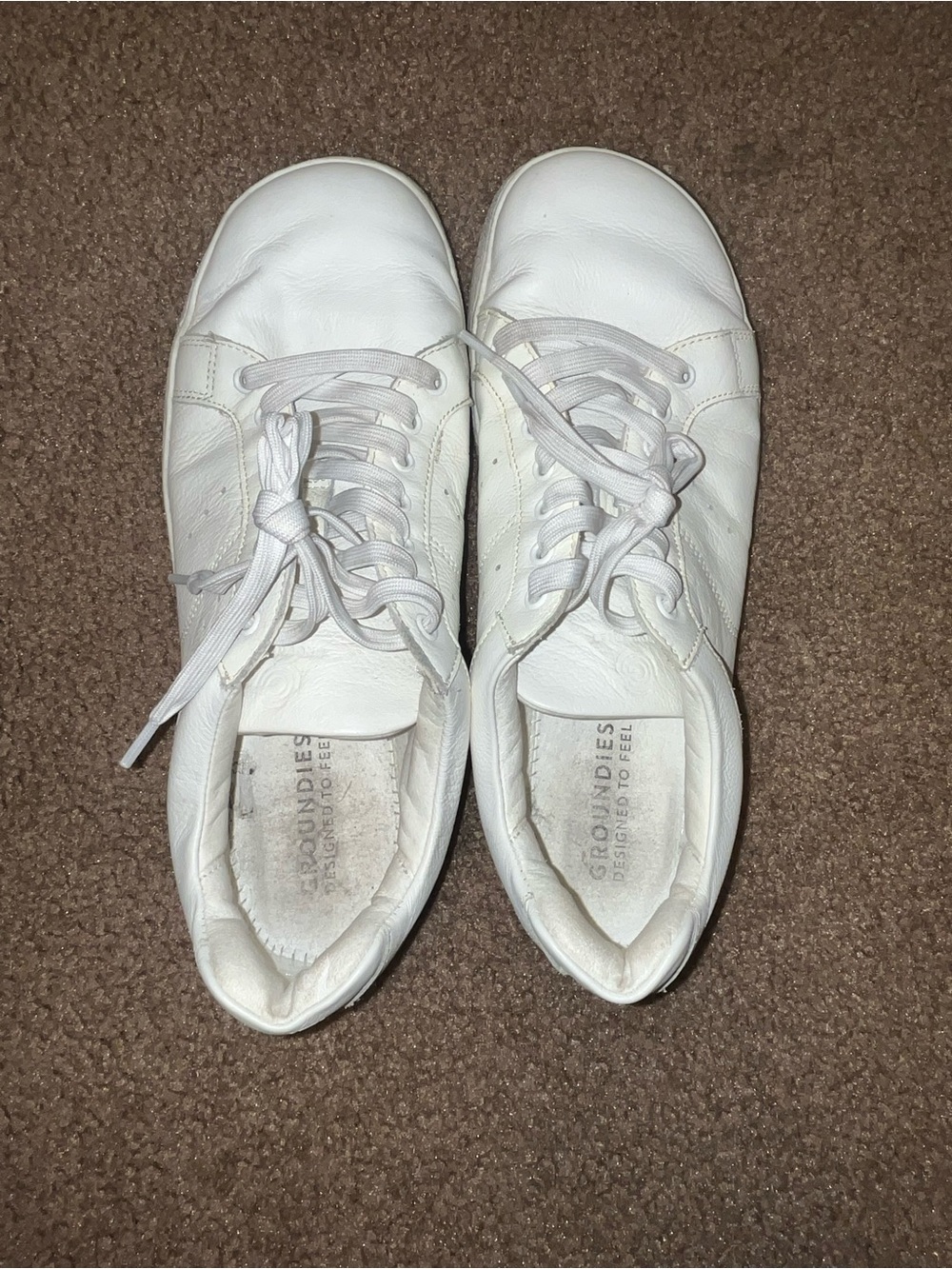 Groundies Men's White Leather Sneakers